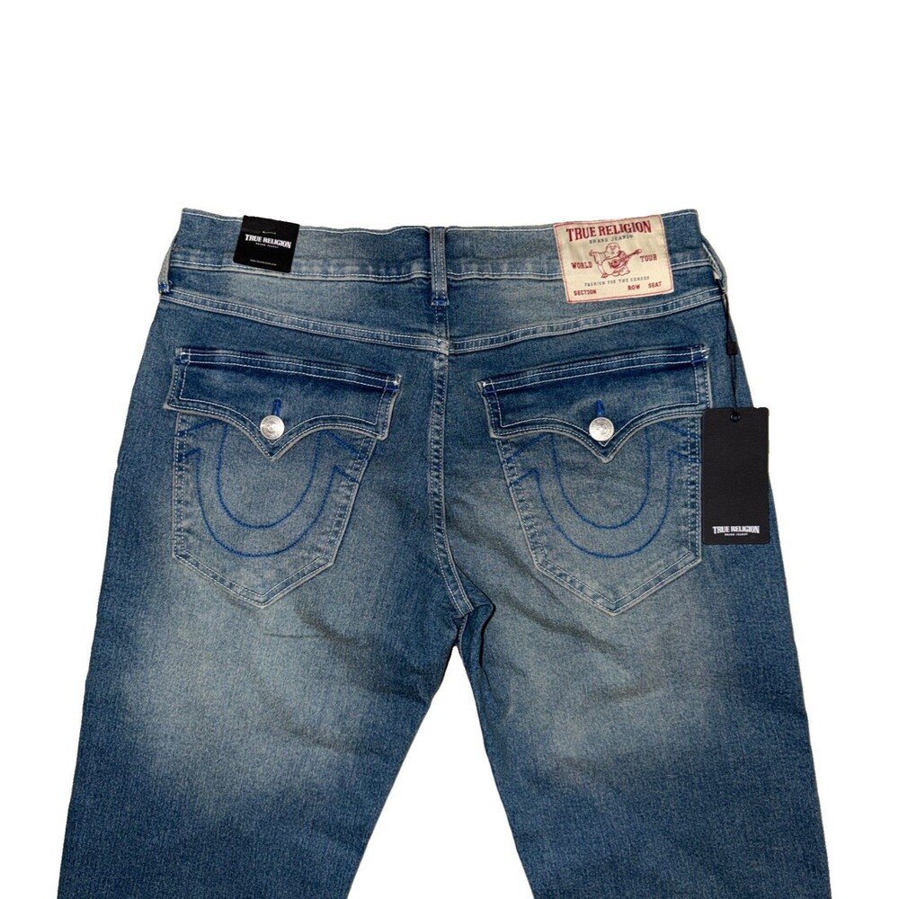 NWT True Religion Geno Flap Men's Relaxed Slim Jeans Size 32x32 Caramel Wash